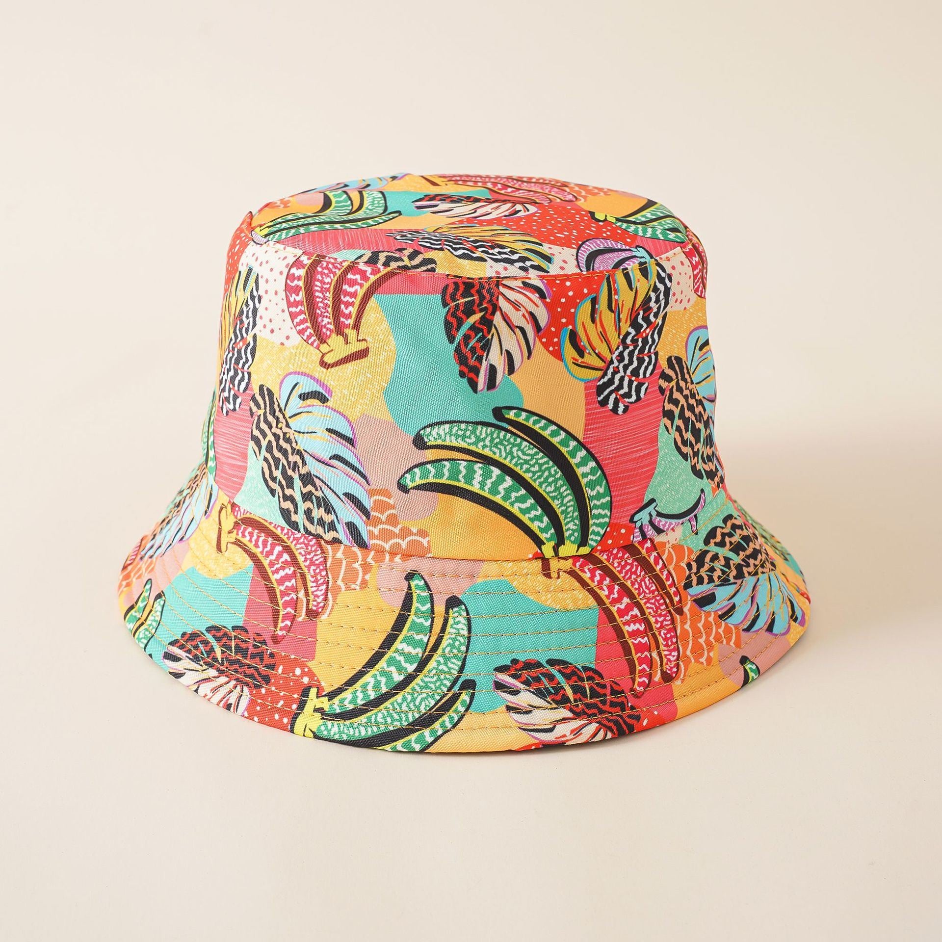 Fisherman hat men ins trend spring and summer beach hat tropical style banana leaf floral print sun hat women Doba